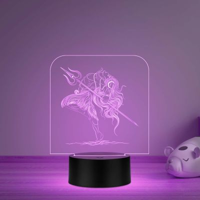 3D Illusion Shiv shambhu Night lamp for Home puja Room mandir Temple Home décor with multicolored